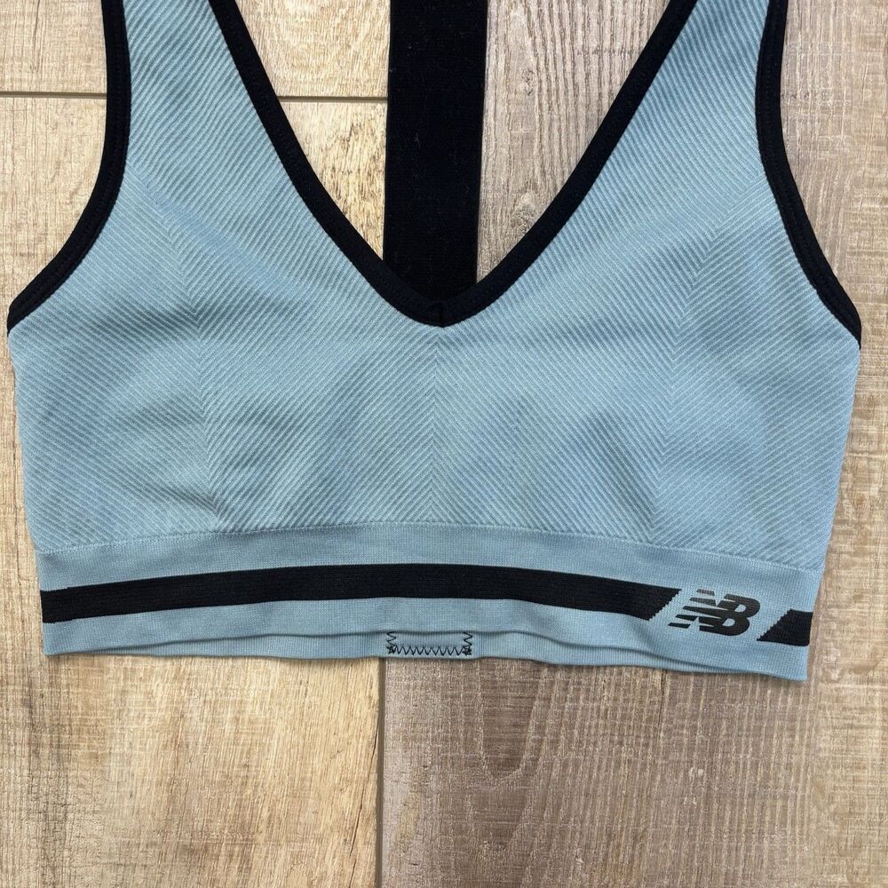 New Balance Sports Bra Blue Black Racerback Medium Impact Athletic Top Size M - Picture 4 of 9